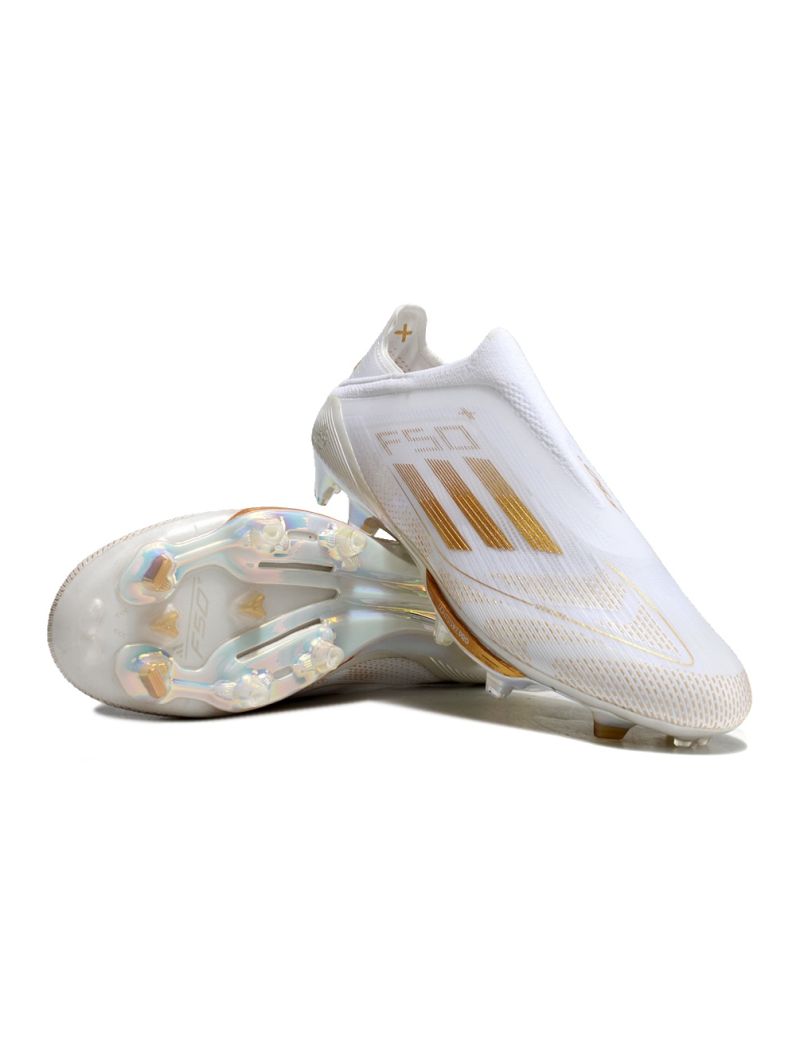 adidas F50+ League Laceless FG Day Spark - Footwear White/Gold Metallic/Footwear White