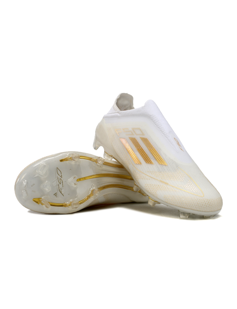 adidas F50 Elite Laceless FG Day Spark - Footwear White/Gold Metallic/Footwear White