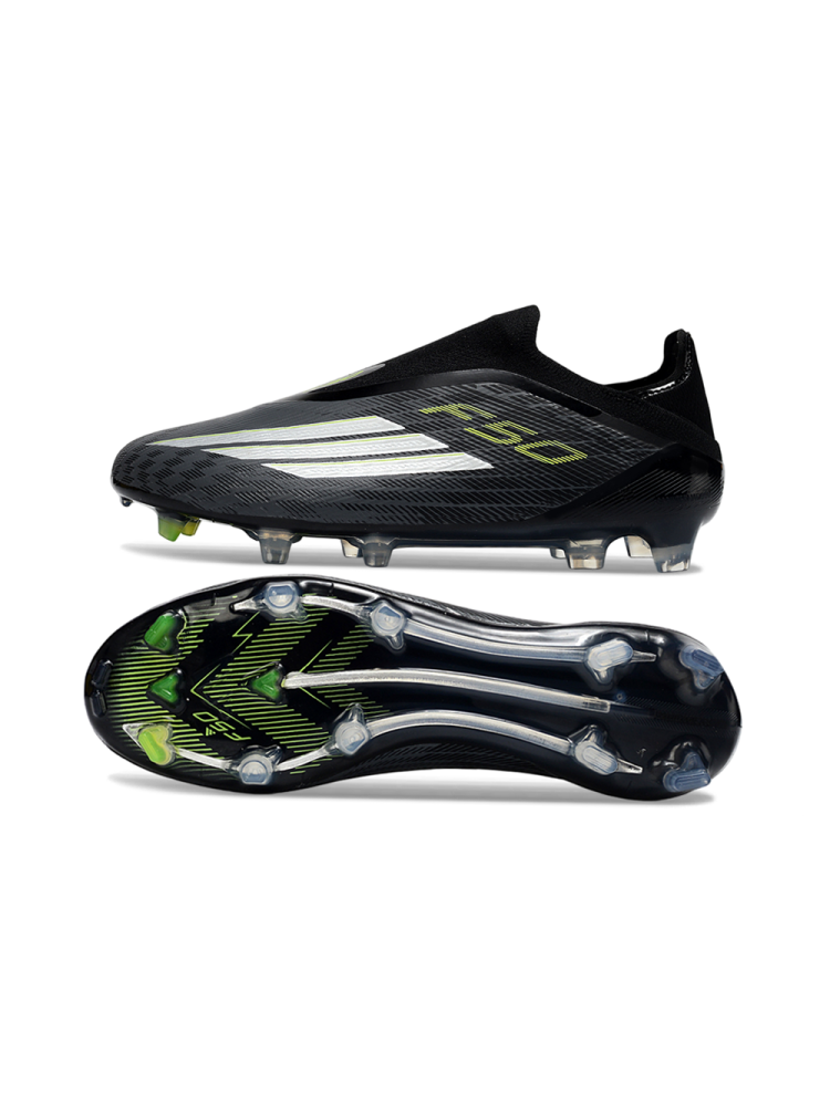 adidas F50 Elite Laceless FG Core Black Iron Metallic Solar Green