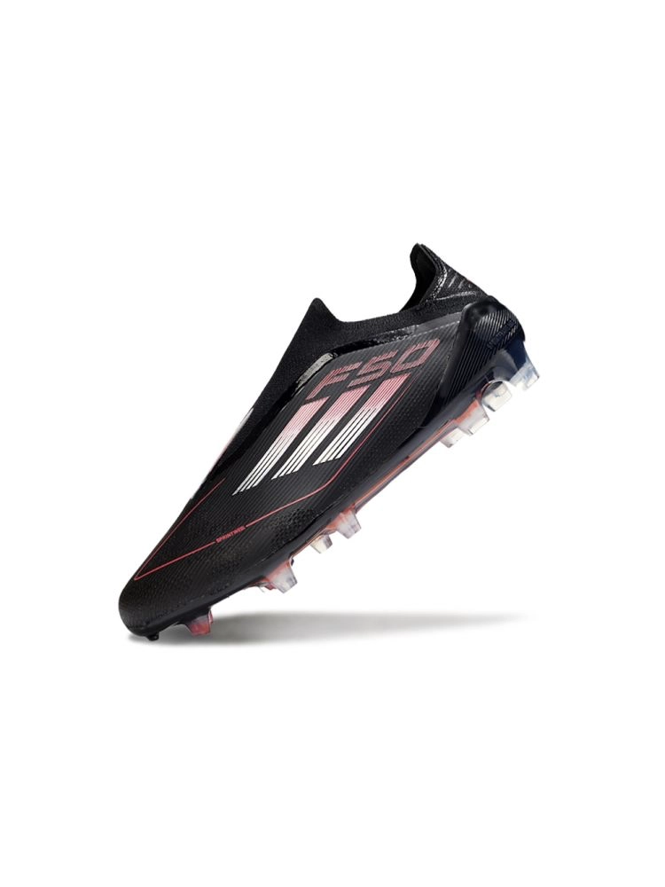 2025 adidas F50 Elite Laceless FG Core Black Iron Metal Lucid Red