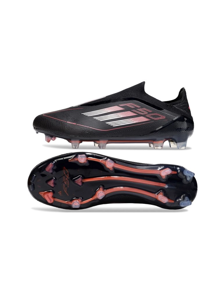 2025 adidas F50 Elite Laceless FG Core Black Iron Metal Lucid Red