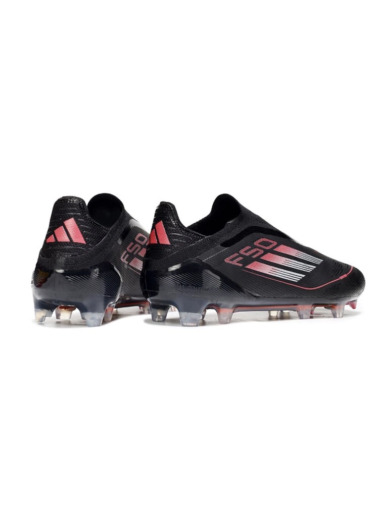 2025 adidas F50 Elite Laceless FG Core Black Iron Metal Lucid Red