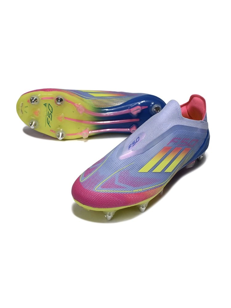 2025 adidas F50 Elite Laceless SG-Pro Blue Fusion Lucid Lemon Lucid Pink