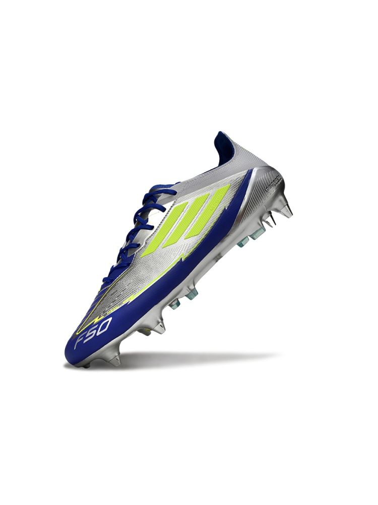 2025 adidas F50 Elite SG-Pro Silver Metallic Solar Yellow Lucid Blue