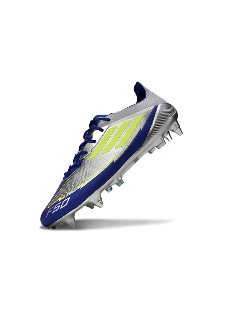 2025 adidas F50 Elite SG-Pro Silver Metallic Solar Yellow Lucid Blue