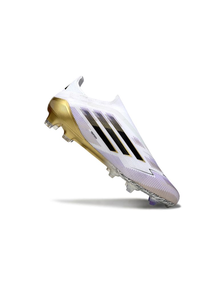 2025 adidas F50 Event Laceless Elite FG White Black Metallic Gold