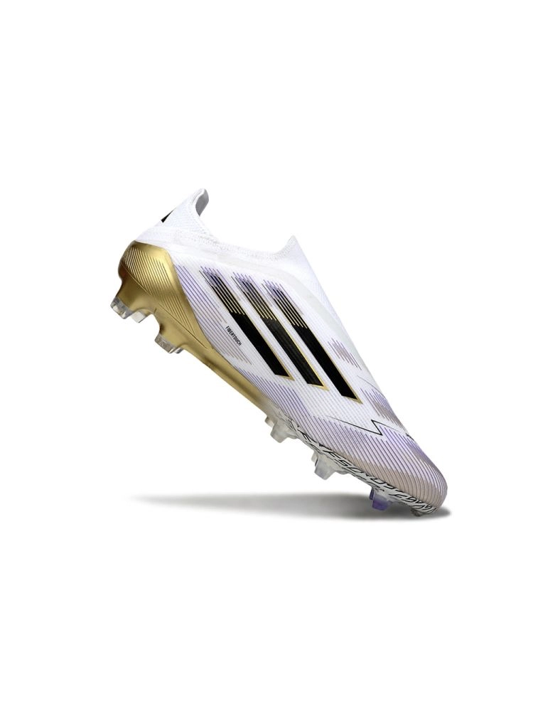 2025 adidas F50 Event Laceless Elite FG White Black Metallic Gold