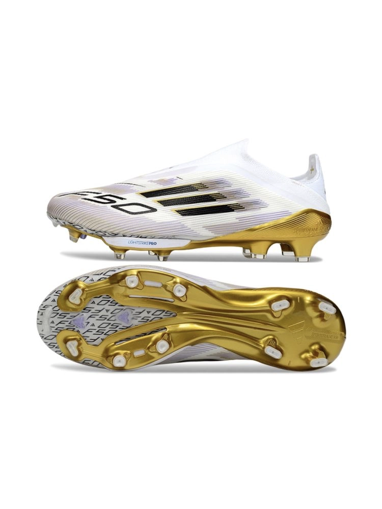 2025 adidas F50+ Event LightStrike Elite FG White Black Metallic Gold