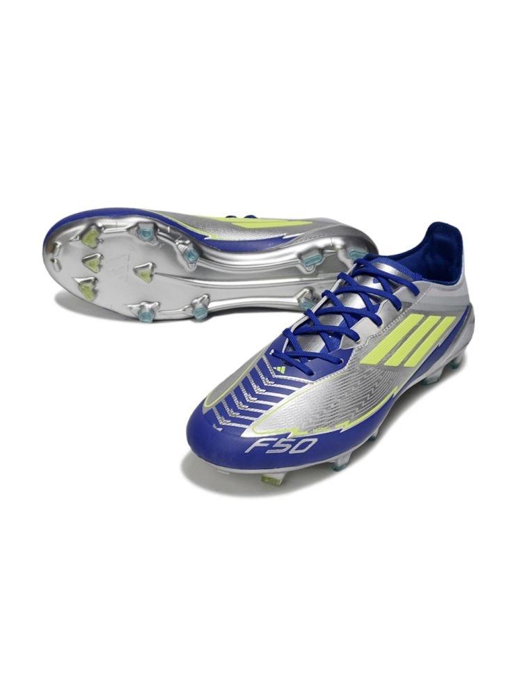 2025 adidas F50 Messi Elite FG Silver Metallic Solar Yellow Lucid Blue