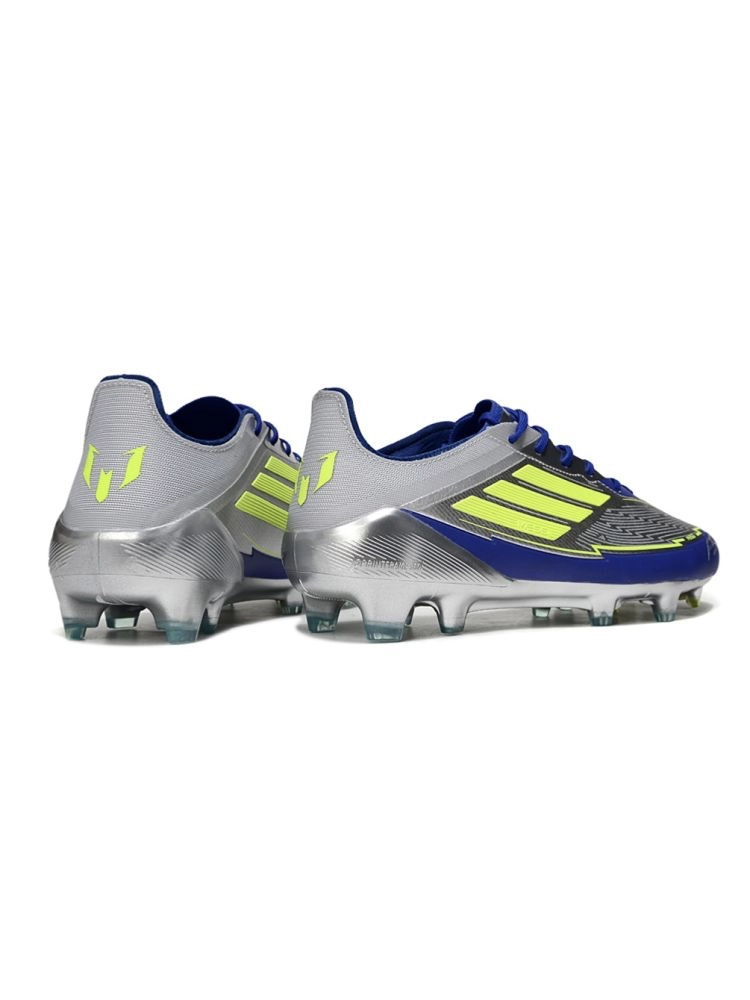 2025 adidas F50 Messi Elite FG Silver Metallic Solar Yellow Lucid Blue