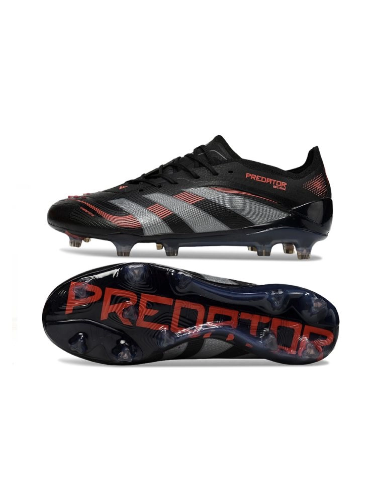 2025 adidas Predator Elite FG Black Grey Four Lucid Red