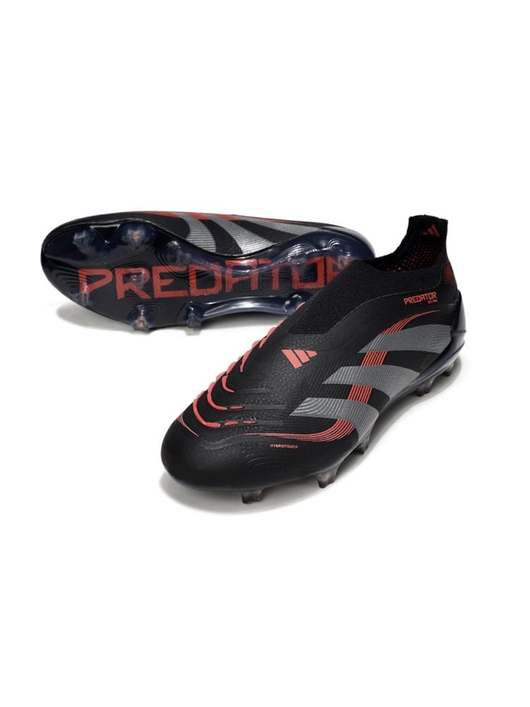 2025 adidas Predator Elite Laceless FG Black Grey Four Lucid Red