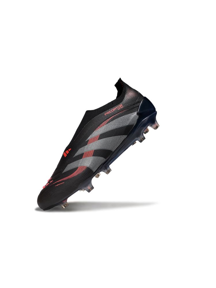 2025 adidas Predator Elite Laceless FG Black Grey Four Lucid Red