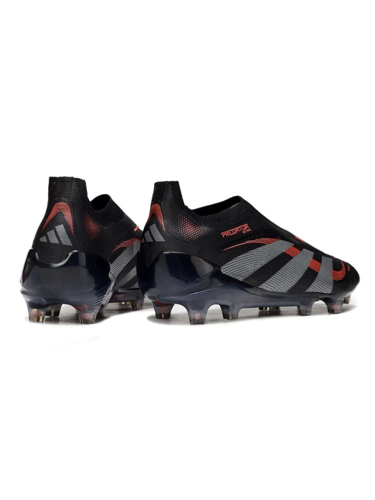 2025 adidas Predator Elite Laceless FG Black Grey Four Lucid Red