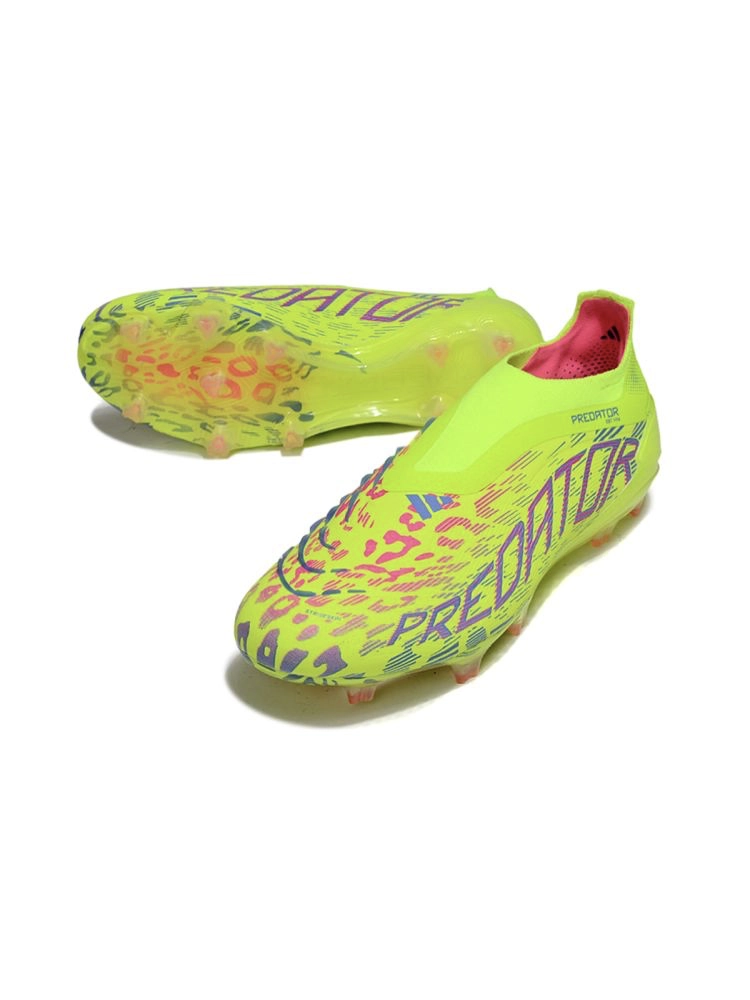 2025 adidas Predator Elite Laceless FG Lucid Lemon Lucid Pink Blue Fusion