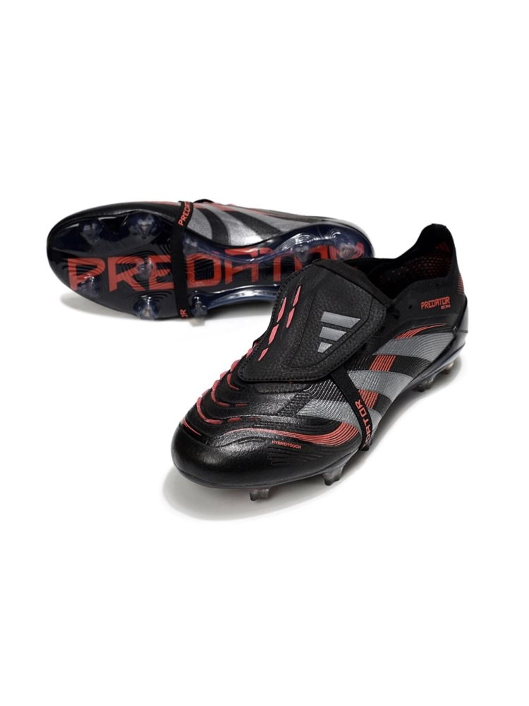 2025 adidas Predator Elite Tongue FG Black Grey Four Lucid Red