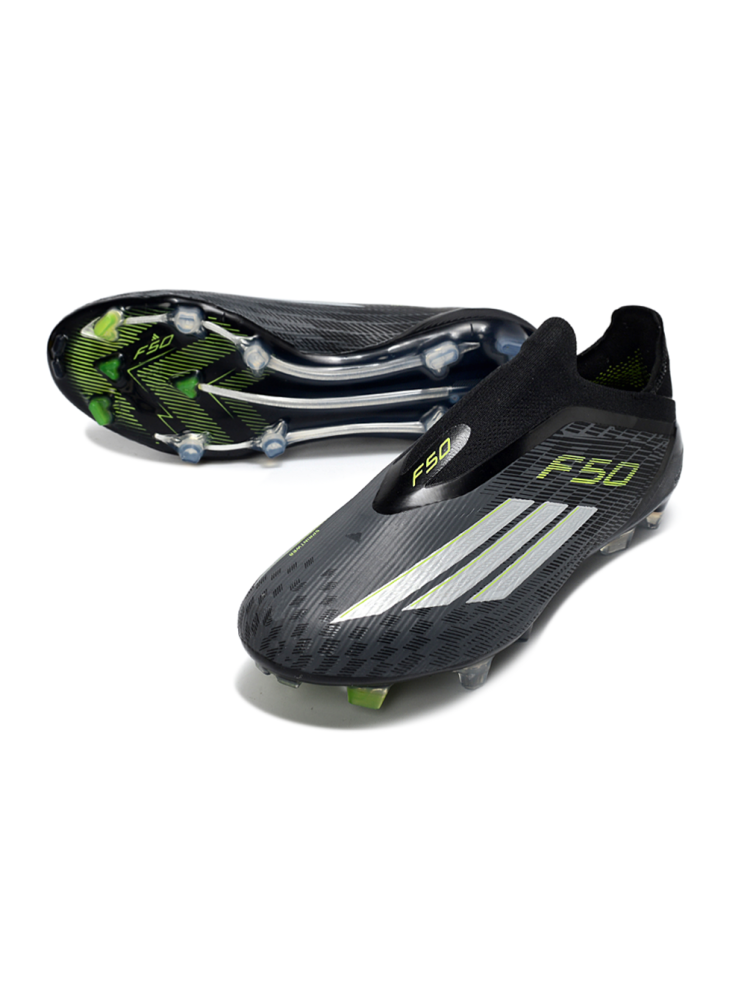 adidas F50 Elite Laceless FG Core Black Iron Metallic Solar Green