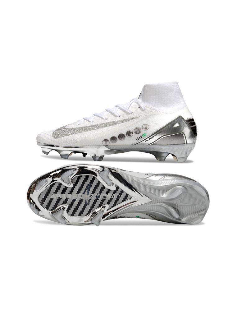 Nike Air Zoom Mercurial Superfly 10 Elite FG White Silver