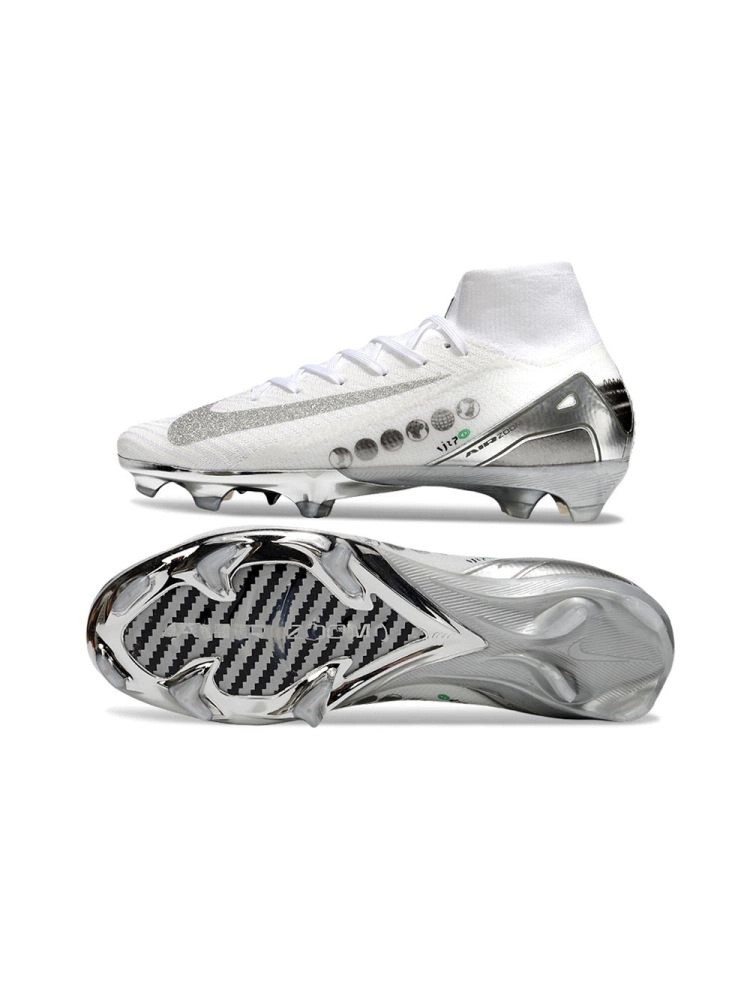 Nike Air Zoom Mercurial Superfly 10 Elite FG White Silver