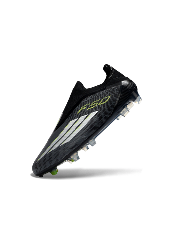 adidas F50 Elite Laceless FG Core Black Iron Metallic Solar Green