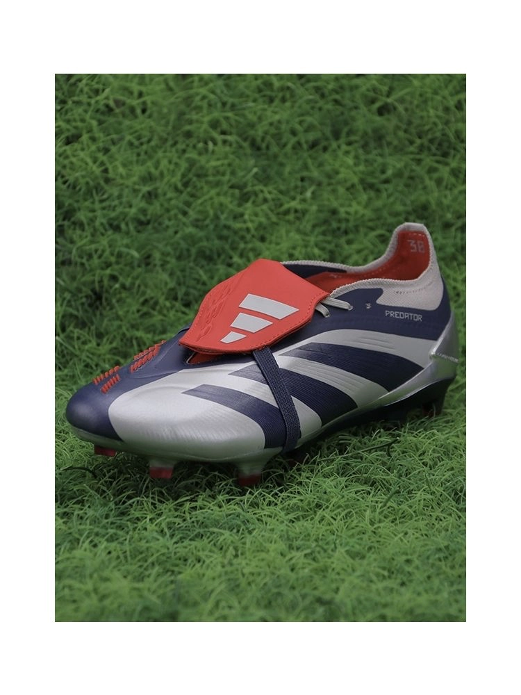 adidas Predator Elite Fold-over Tongue FG Roteiro - Silver/Tech Indigo/Vivid Red