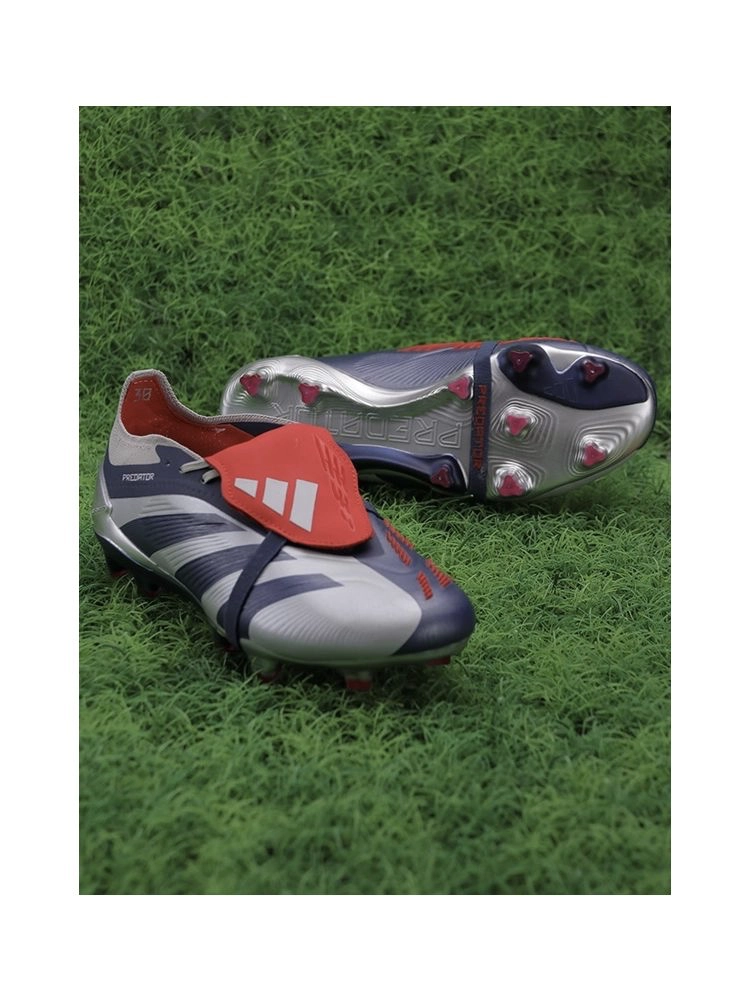 adidas Predator Elite Fold-over Tongue FG Roteiro - Silver/Tech Indigo/Vivid Red