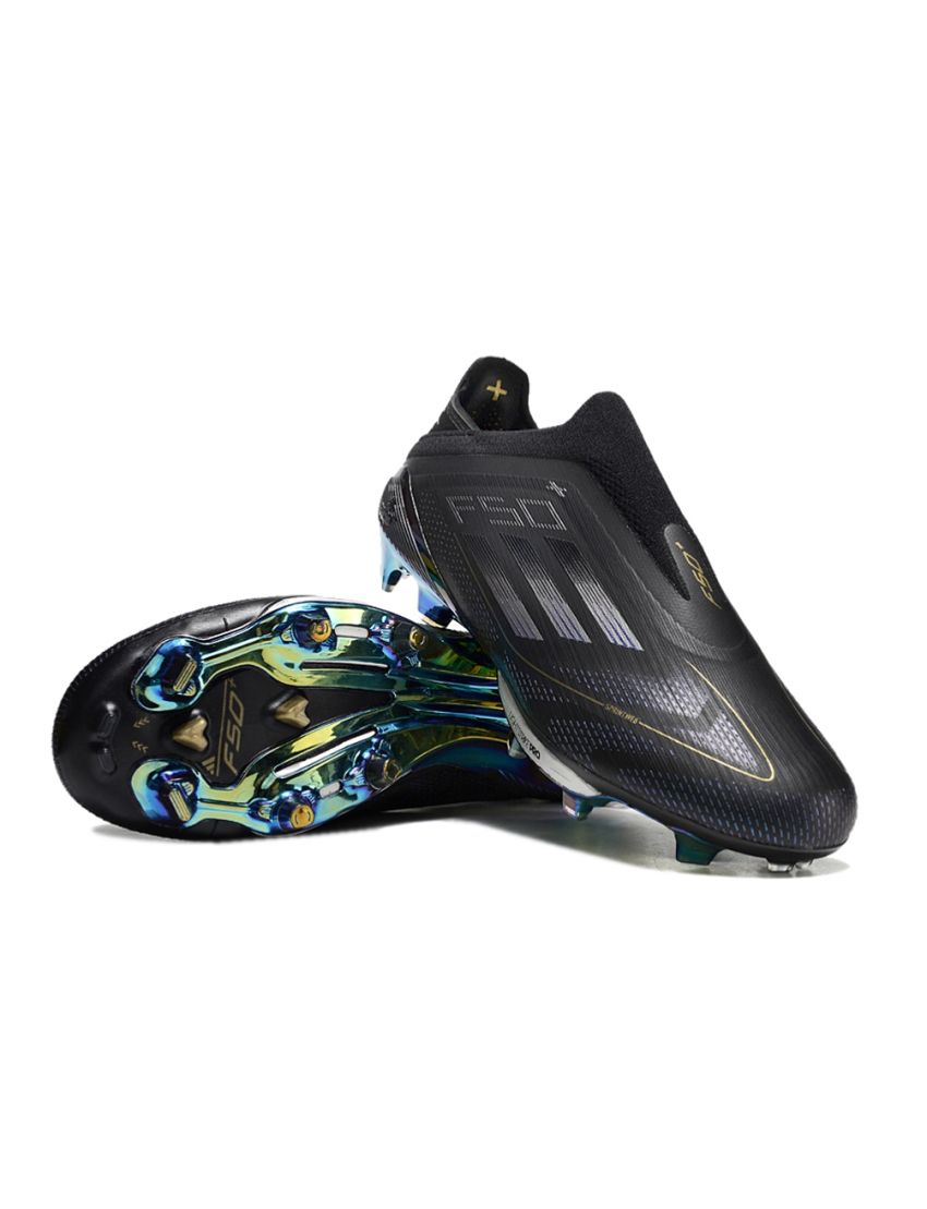 adidas F50+ League Laceless FG Dark Spark - Core Black/Iron Metal/Gold Metallic