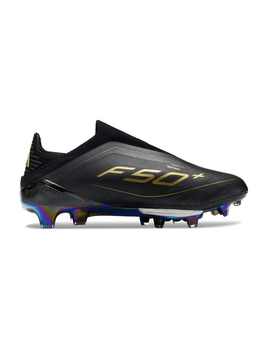 adidas F50+ League Laceless FG Dark Spark - Core Black/Iron Metal/Gold Metallic