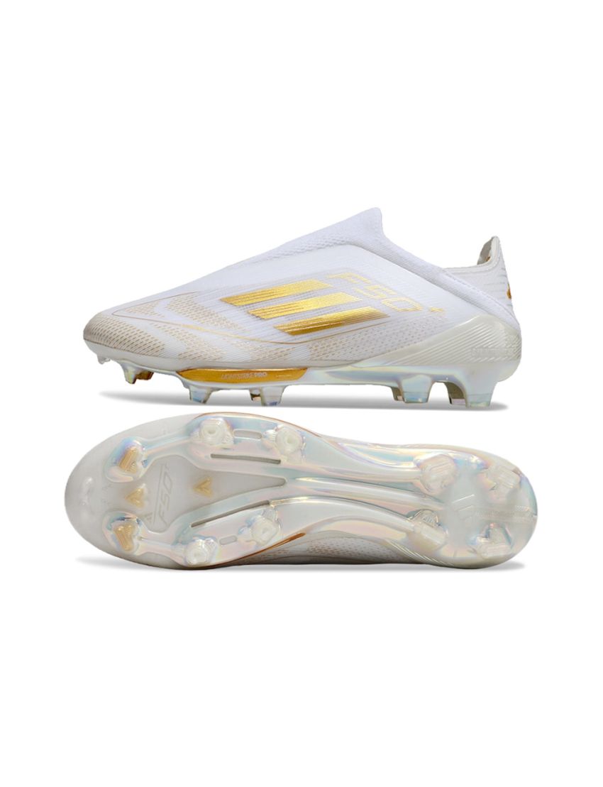 adidas F50+ League Laceless FG Day Spark - Footwear White/Gold Metallic/Footwear White
