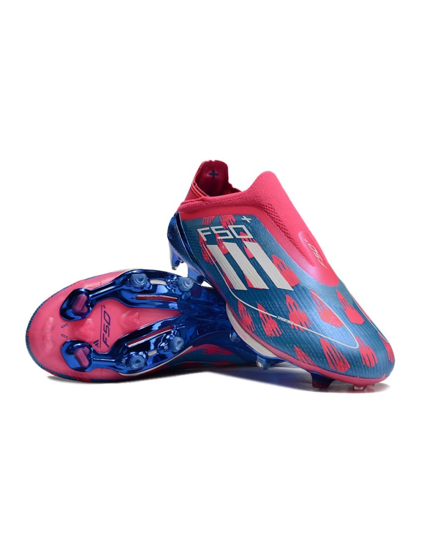 adidas F50+ League Laceless FG Reemergence - Solar Blue / Cloud White / Solar Pink