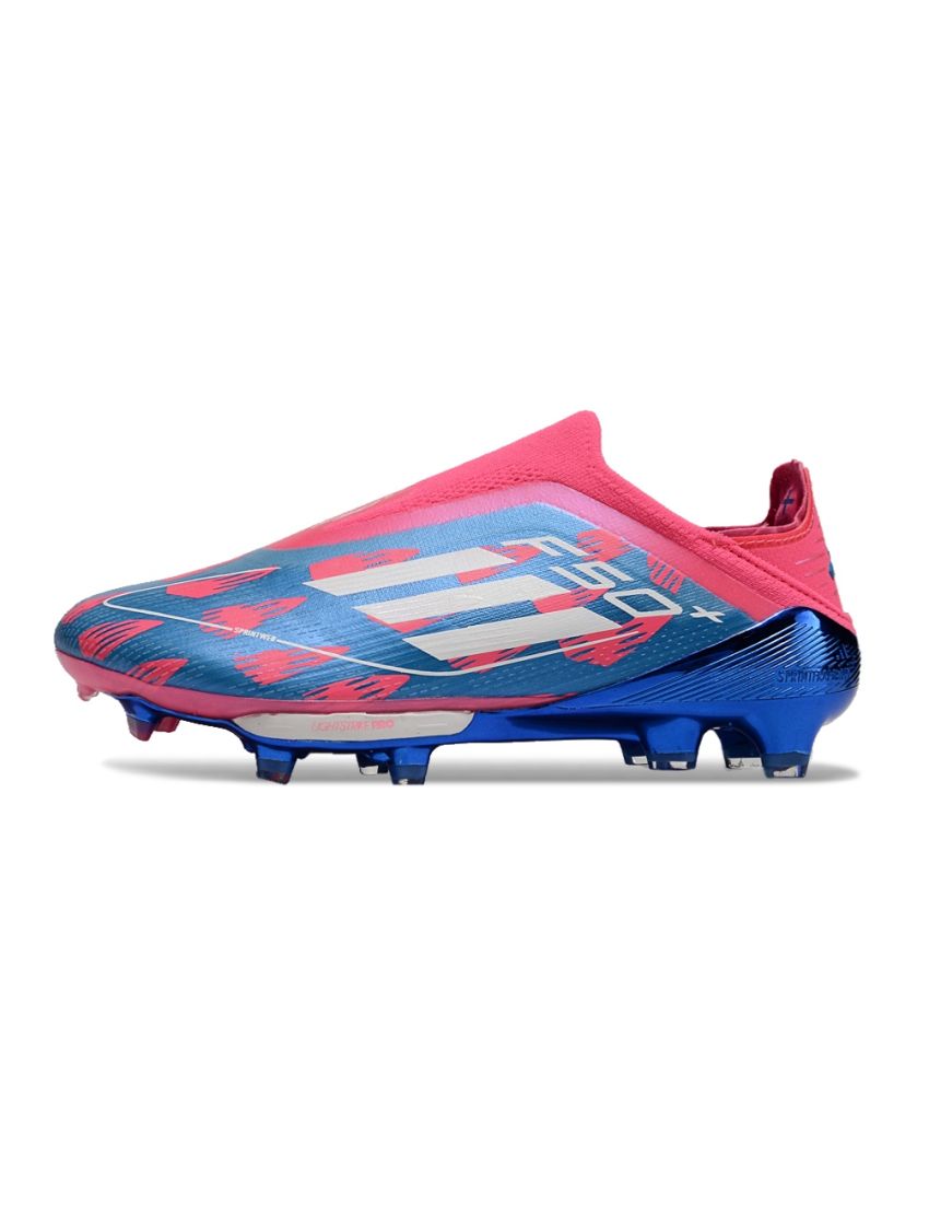 adidas F50+ League Laceless FG Reemergence - Solar Blue / Cloud White / Solar Pink