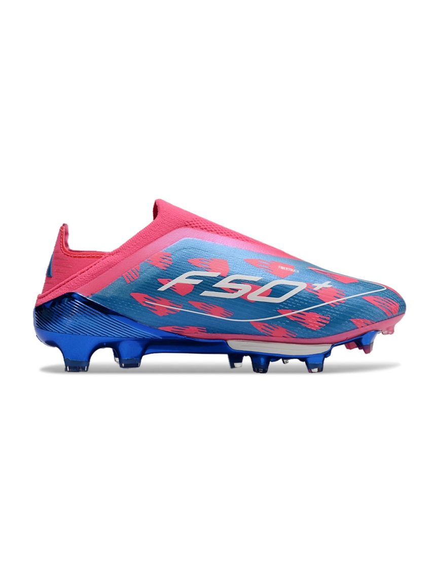 adidas F50+ League Laceless FG Reemergence - Solar Blue / Cloud White / Solar Pink