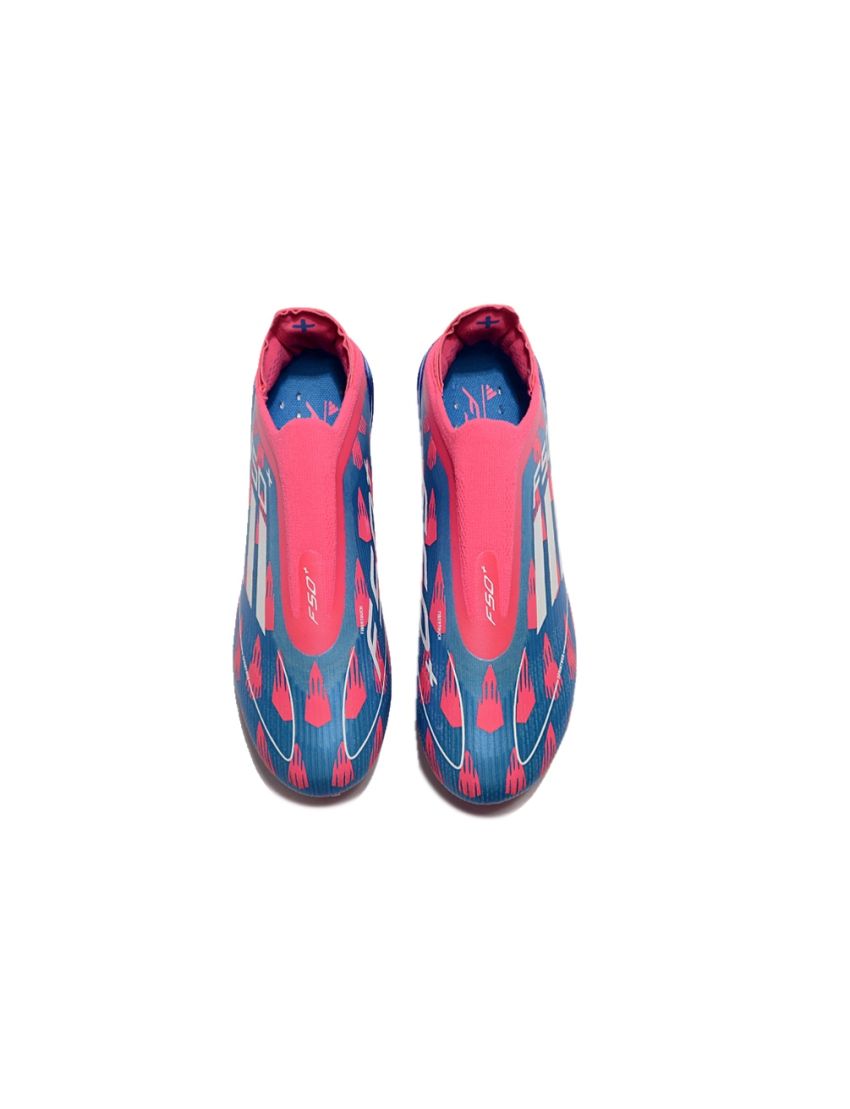 adidas F50+ League Laceless FG Reemergence - Solar Blue / Cloud White / Solar Pink