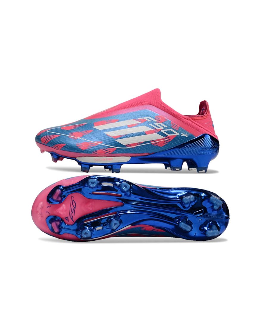 adidas F50+ League Laceless FG Reemergence - Solar Blue / Cloud White / Solar Pink
