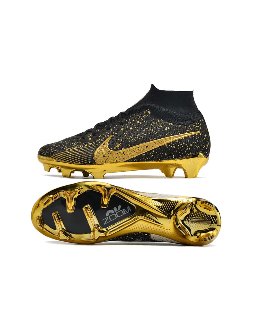 Nike Air Zoom Mercurial Superfly Elite 9 FG - Black/Metallic Gold/White