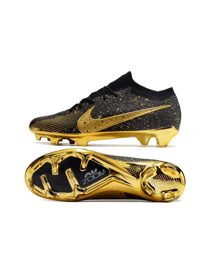 Nike Air Zoom Mercurial Vapor 15 Elite FG - Black/Metallic Gold/White