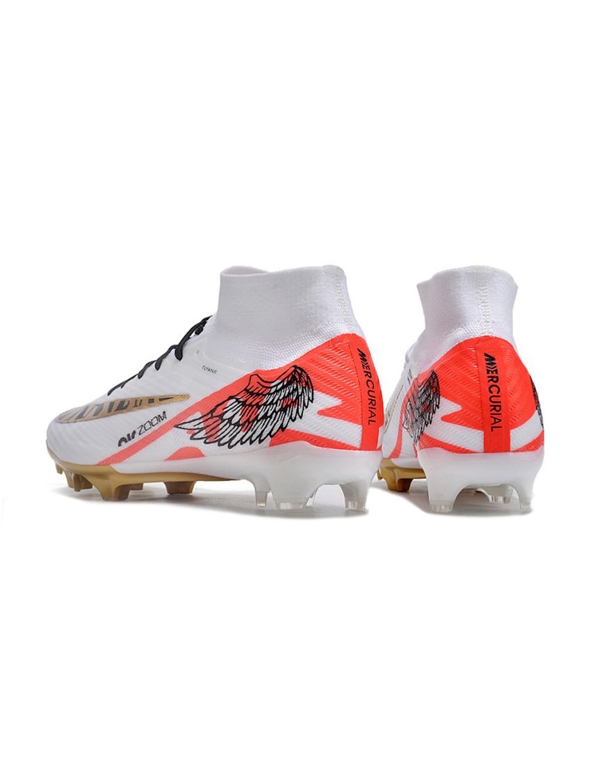 Nike Air Zoom Mercurial Superfly IX Elite FG White Metal Gold Red Black