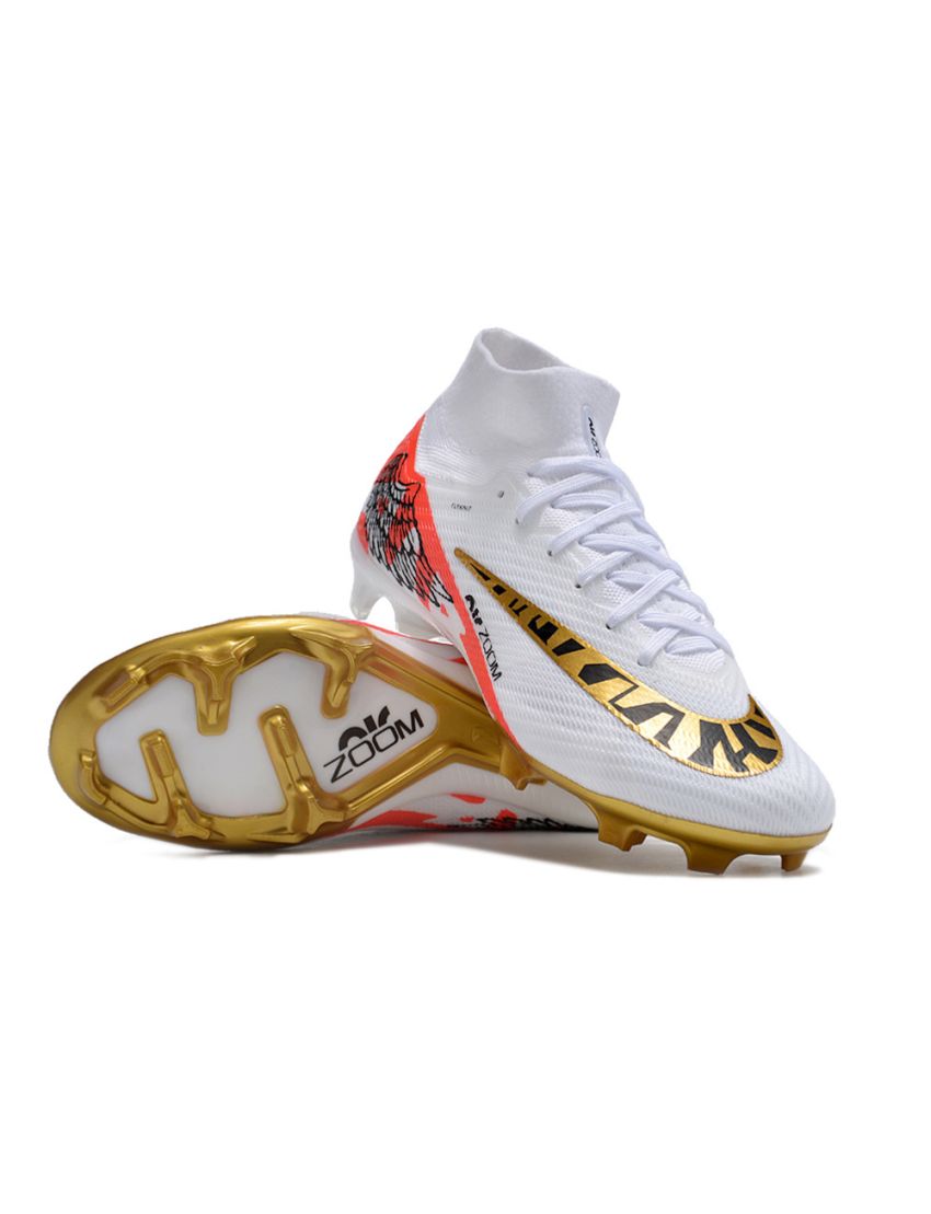 Nike Air Zoom Mercurial Superfly IX Elite FG White Metal Gold Red Black