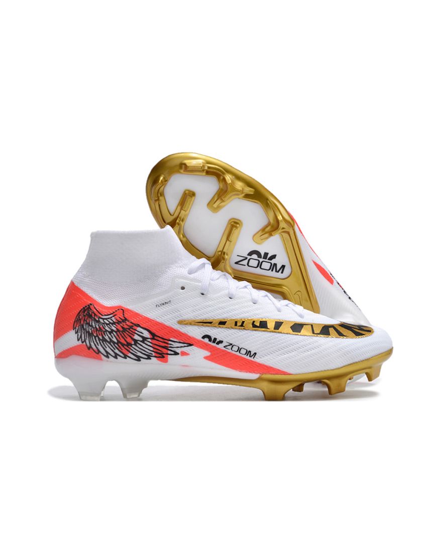 Nike Air Zoom Mercurial Superfly IX Elite FG White Metal Gold Red Black